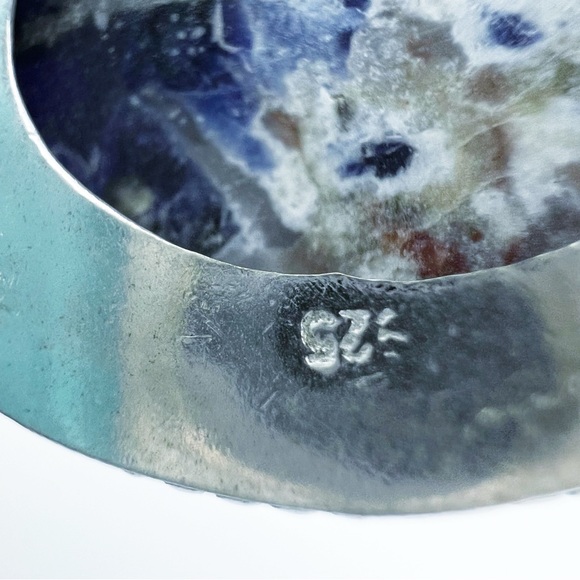 *SOLD Blue Topaz & Sodalite Designer Pendant Vintage New Sterling Silver 925 - Picture 6 of 8